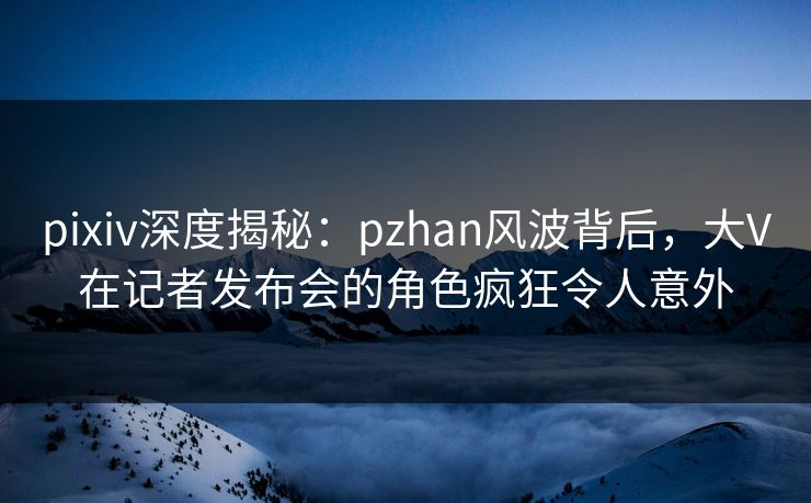 pixiv深度揭秘：pzhan风波背后，大V在记者发布会的角色疯狂令人意外