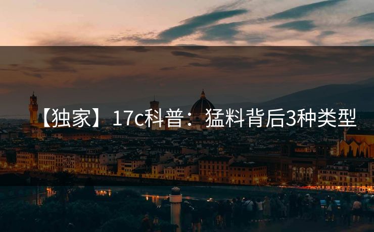 【独家】17c科普：猛料背后3种类型