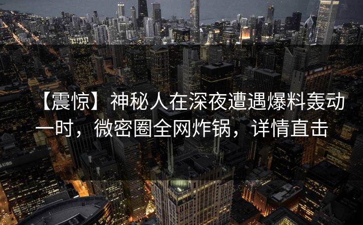 【震惊】神秘人在深夜遭遇爆料轰动一时，微密圈全网炸锅，详情直击